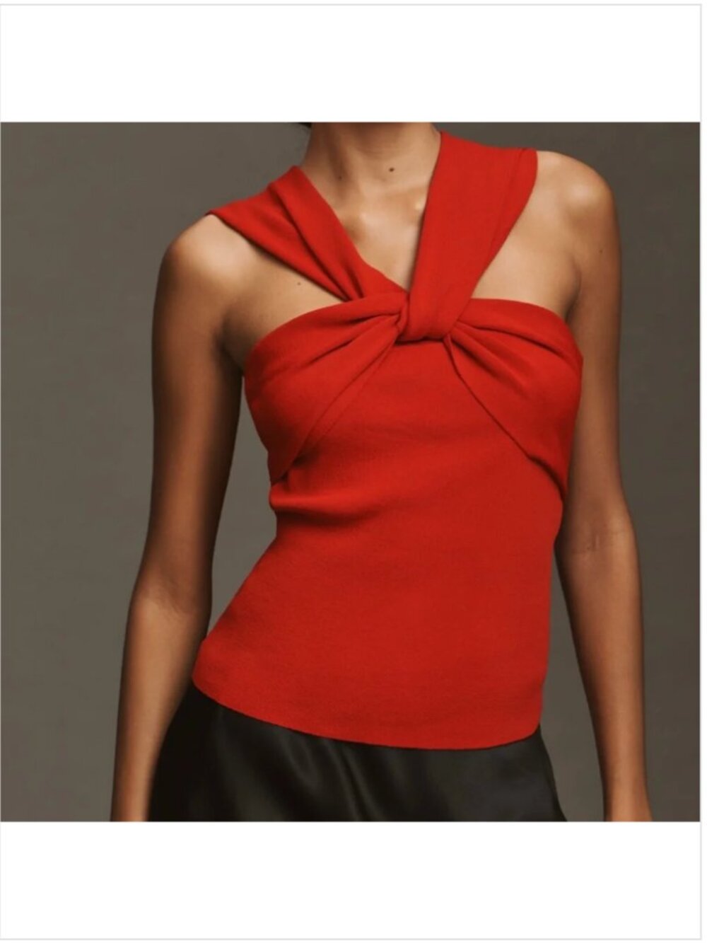 By Anthropologie Red Twist Halter Off Shoulder Knit Top Size Small New NWT